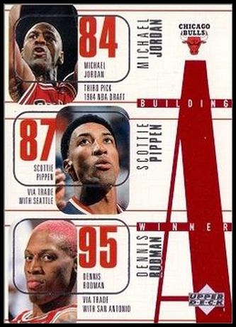 96UD 139 Michael Jordan Scottie Pippen Dennis Rodman Toni Kukoc Ron Harper BW.jpg